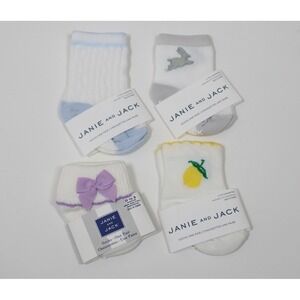 Janie and Jack Baby Girls 4 Pack of Socks - Size 0-3M